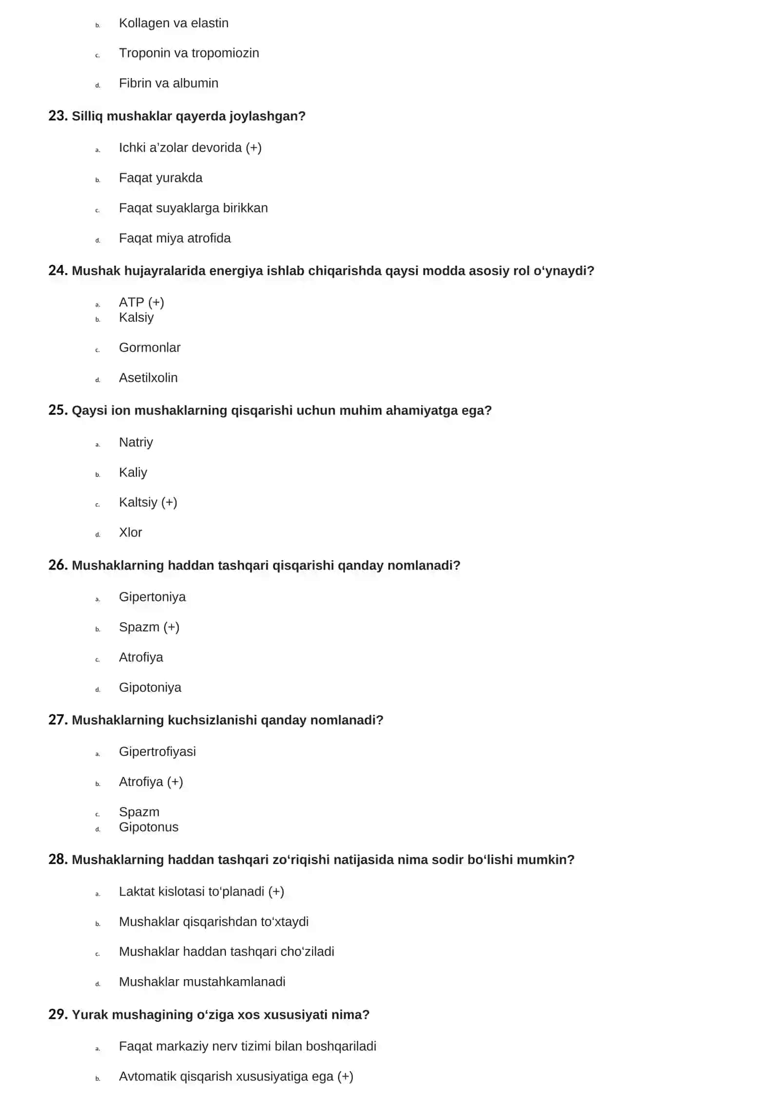 Mushaklar Fiziologiyasi Testlari 4