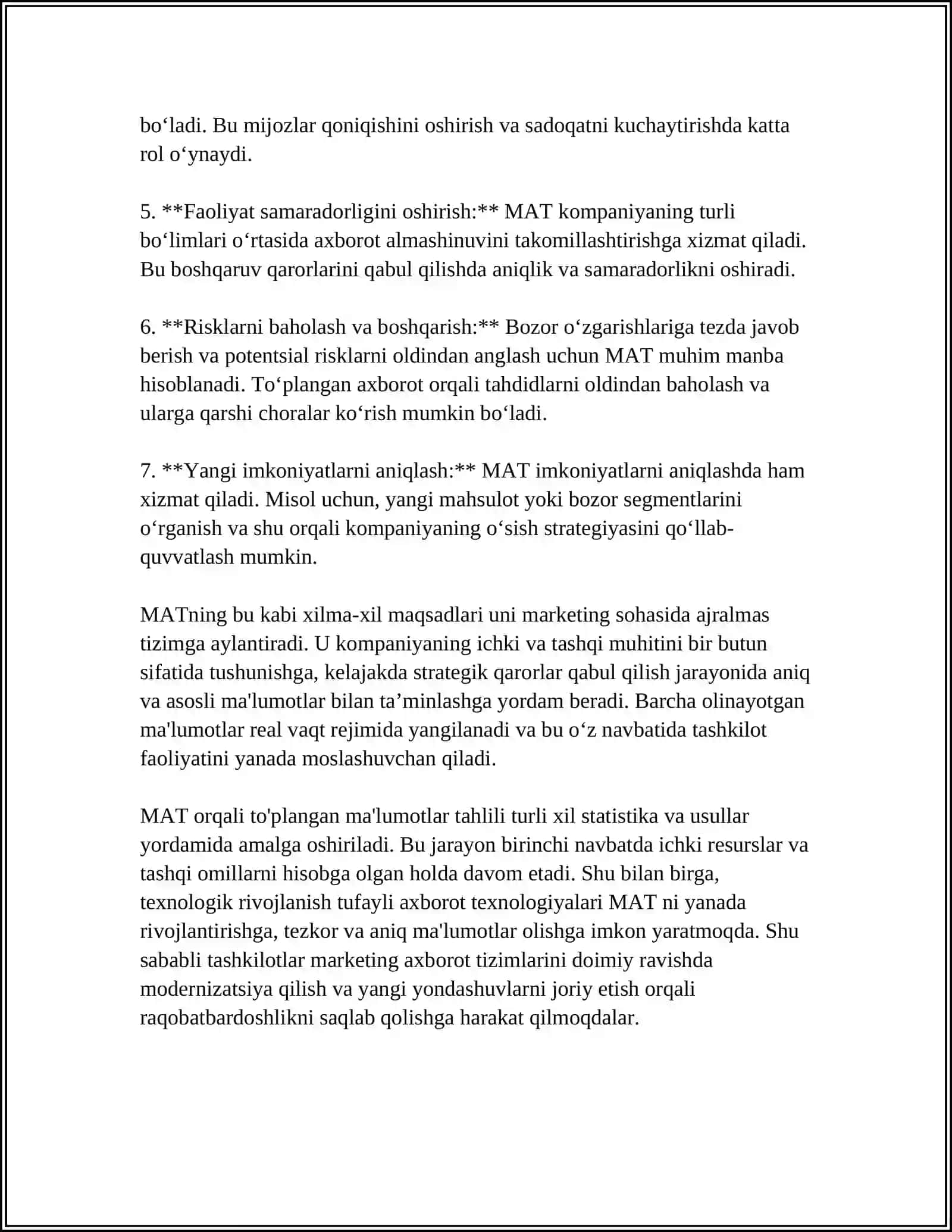 MARKETING AXBOROT TIZIMI (MAT): TARKIBI VA AHAMIYATI 4