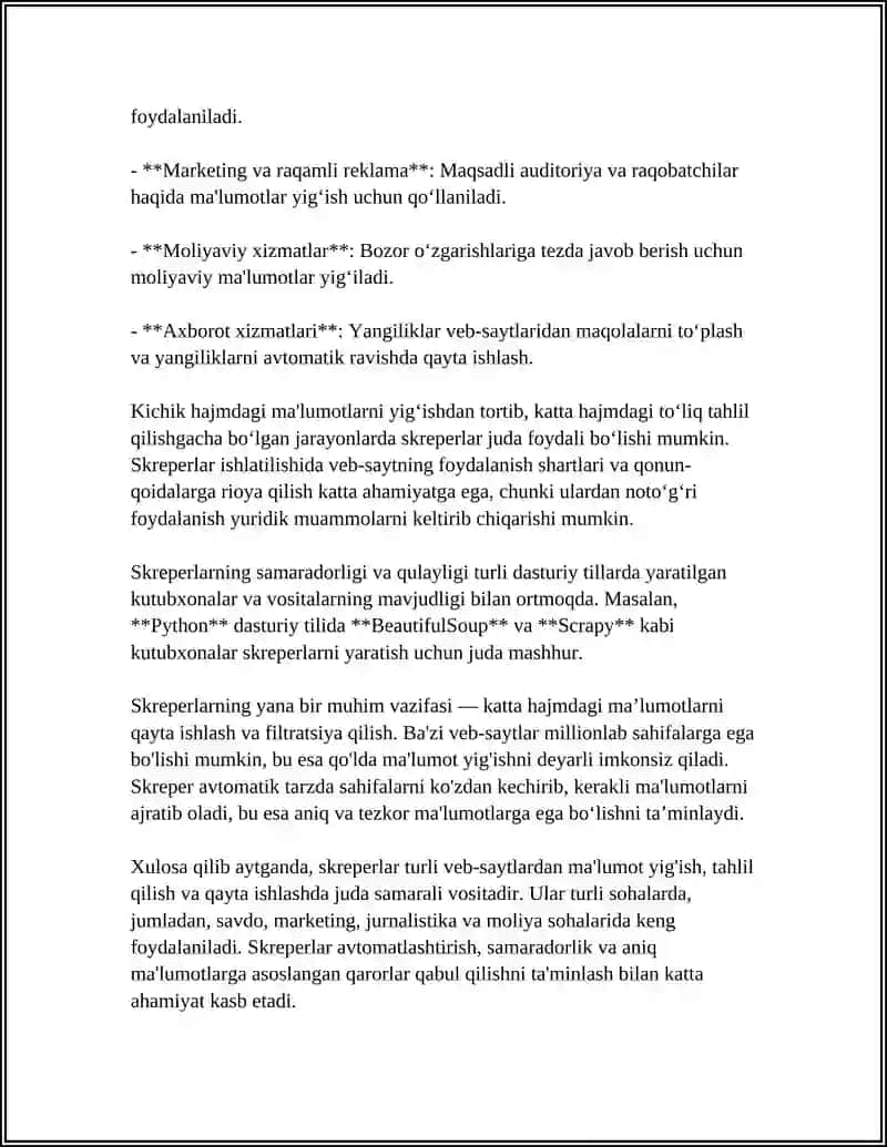 Skreperlarning asosiy vazifalari 4