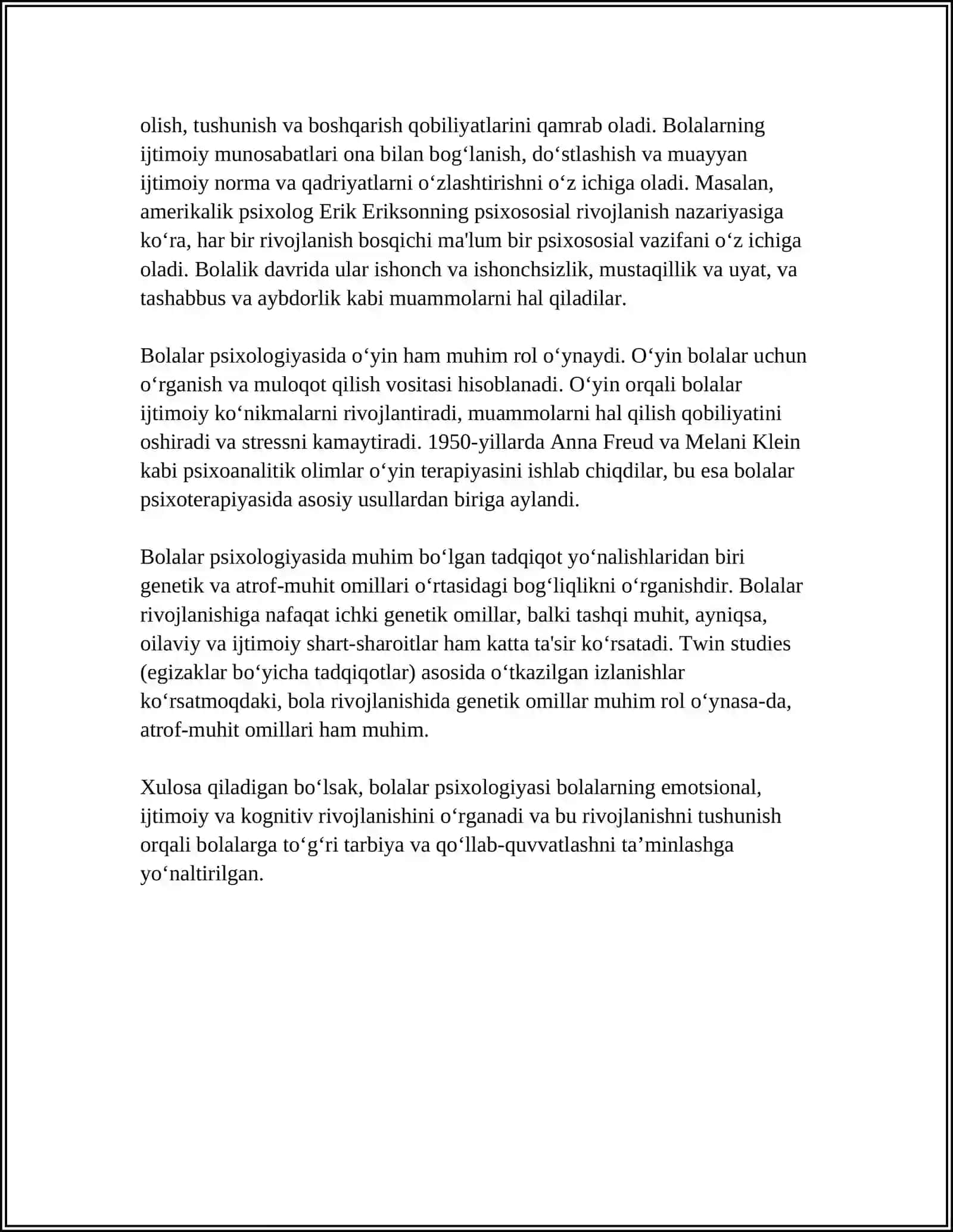 BOLALAR PSIXOLOGIYASI VA PSIXODIAGNOSTIKASI FANINING PREDMETI.FANINING ASOSIY TAMOYILLARI 4