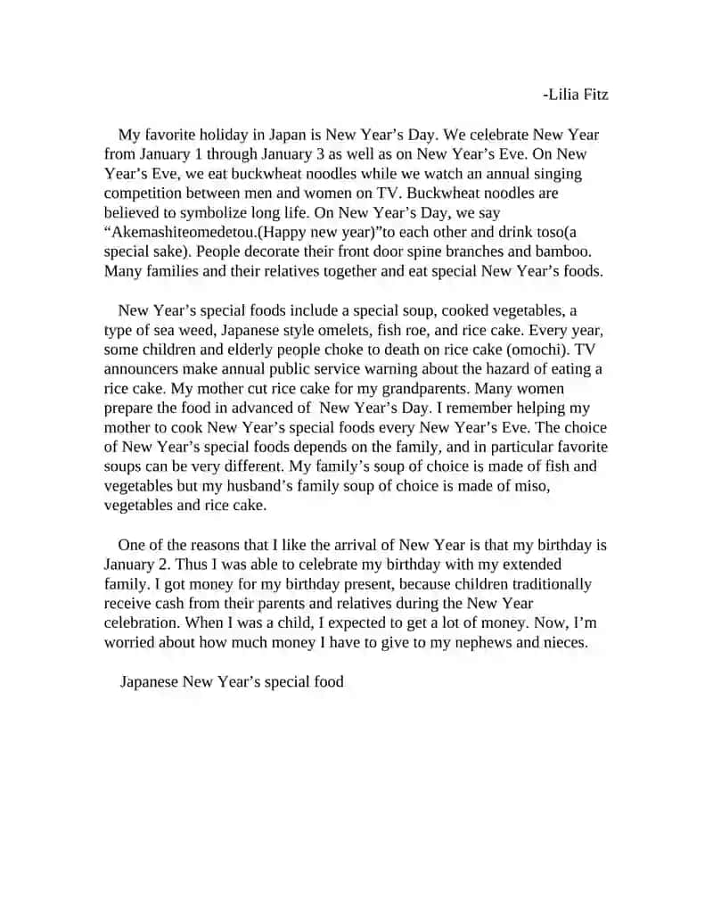 My favorite holiday is New Year’s Day 4