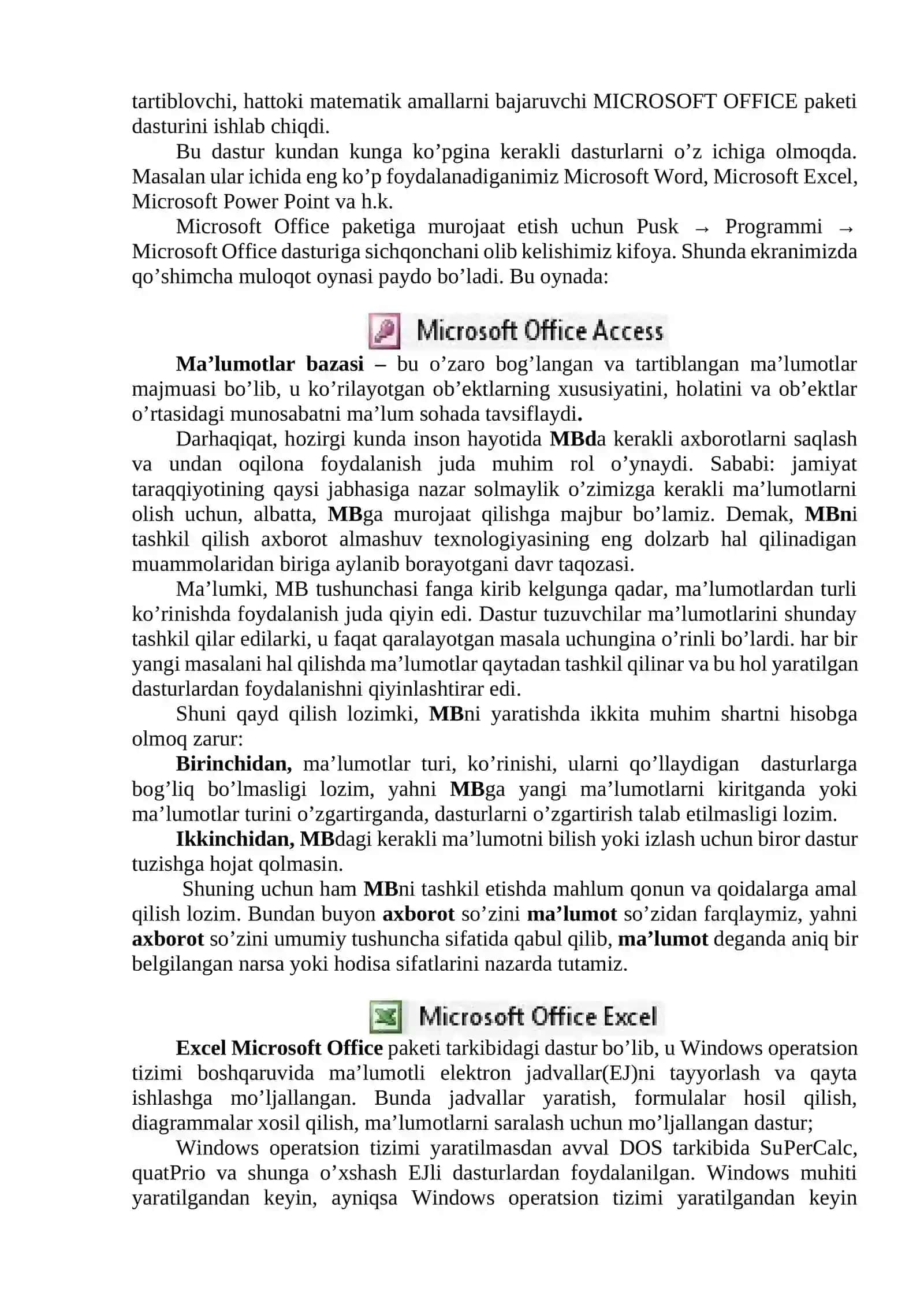Ma’ruza 7. Standart amaliy dasturlar. Offiсe 2010 Imkoniyatlari va unda ishlash 4