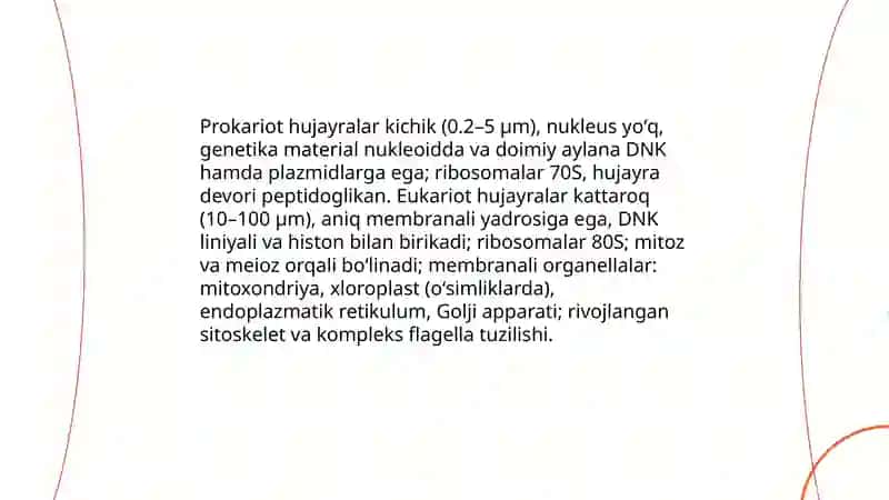 Hujayra tuzilishi.hujayra nazariyasi hayvon va odam xromasomalaring morfofunksional xarakterikasi 4