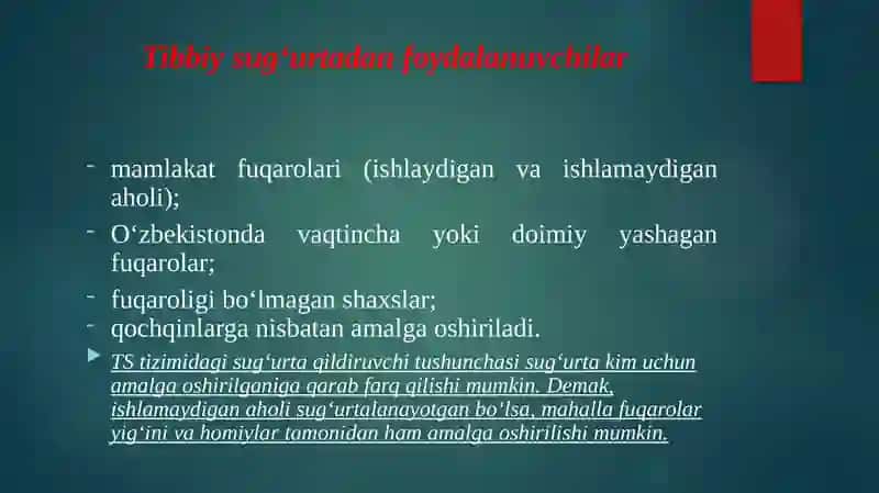 Tibbiy sugu’rta. Mulk sug’urtasi. 4