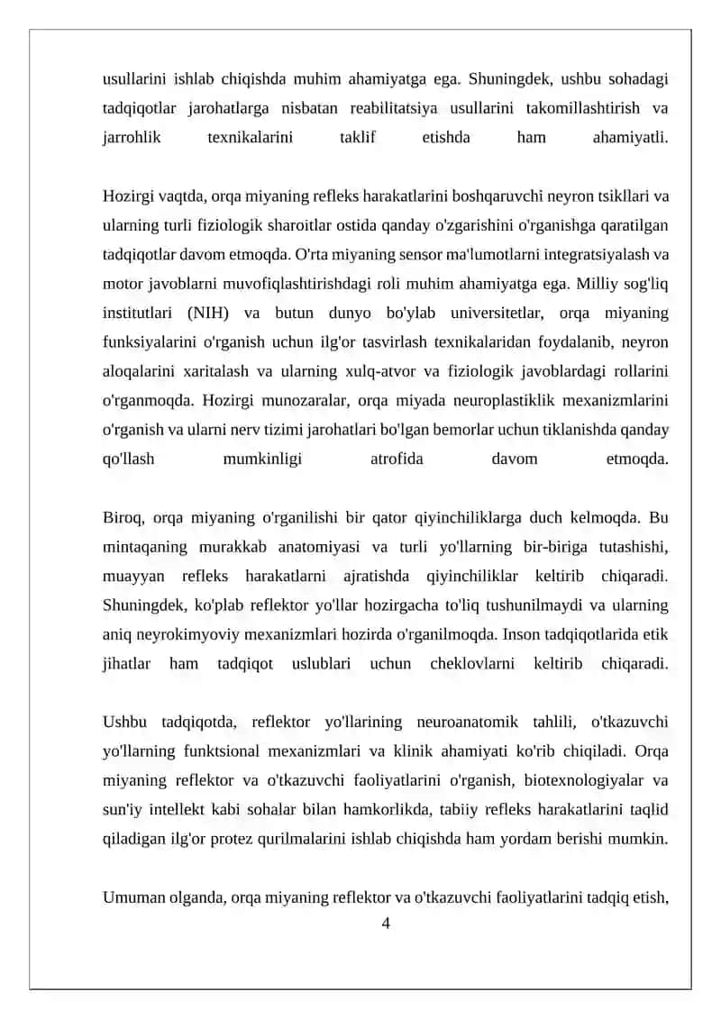 Orqa miyaning reflektor va o'tkazuvchi yo'l faoliyati 4