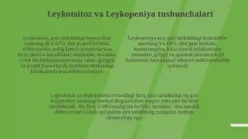 Leykositoz va leykopeniya jarayonlari 4