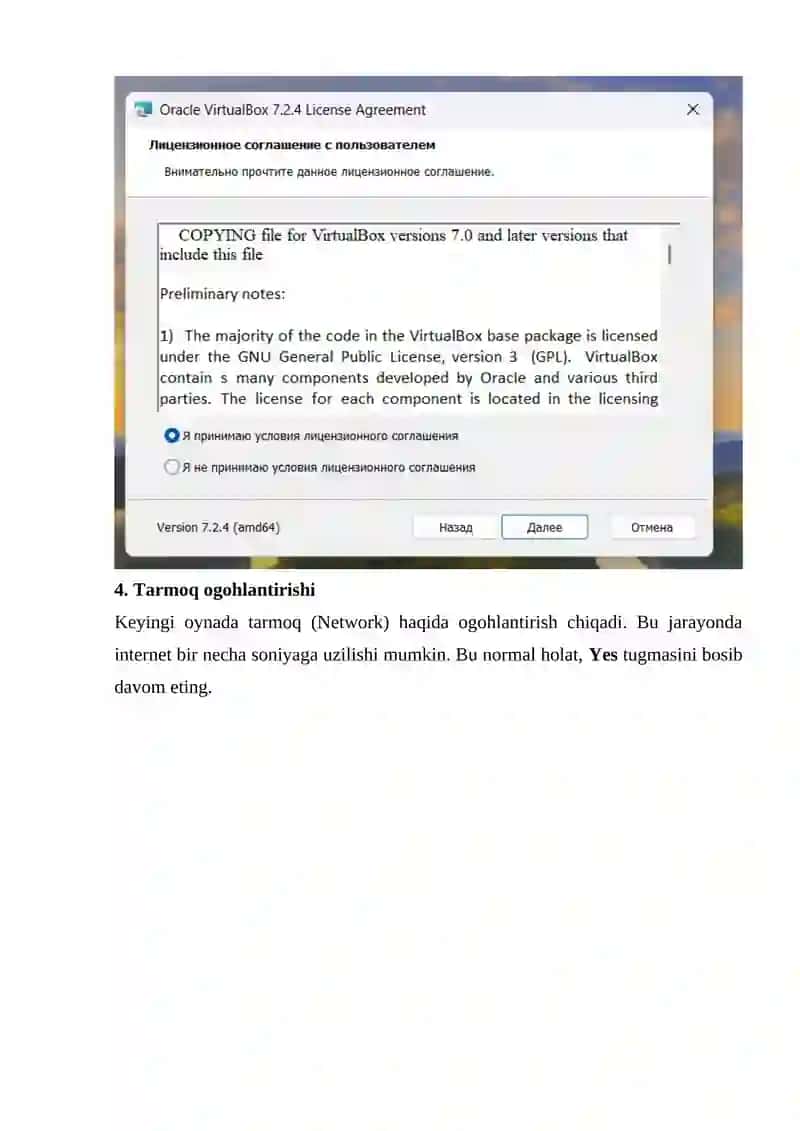 VirtualBox dasturini o‘rnatish 4