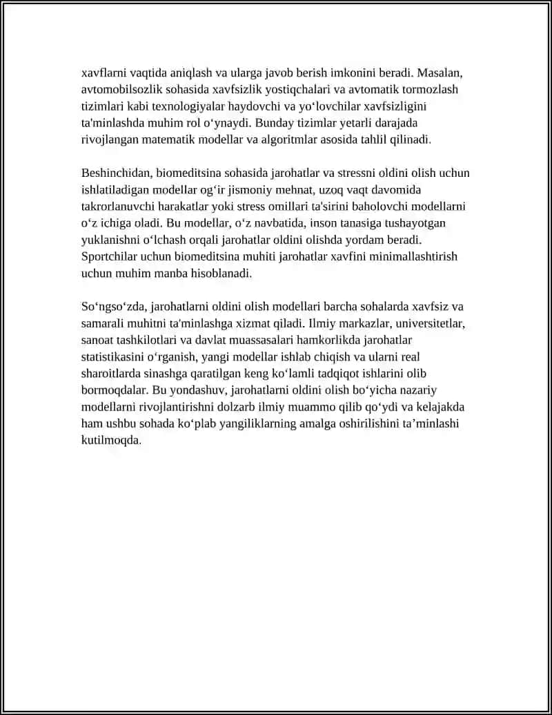 JAROHATLANISHLARNI OLDINI OLISH BO'YICHA MODELLAR ISHLAB CHIGISH VA UNI TAHLILQILISH 4