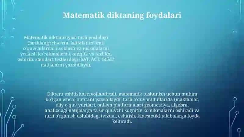 Matematik diktantlari 4
