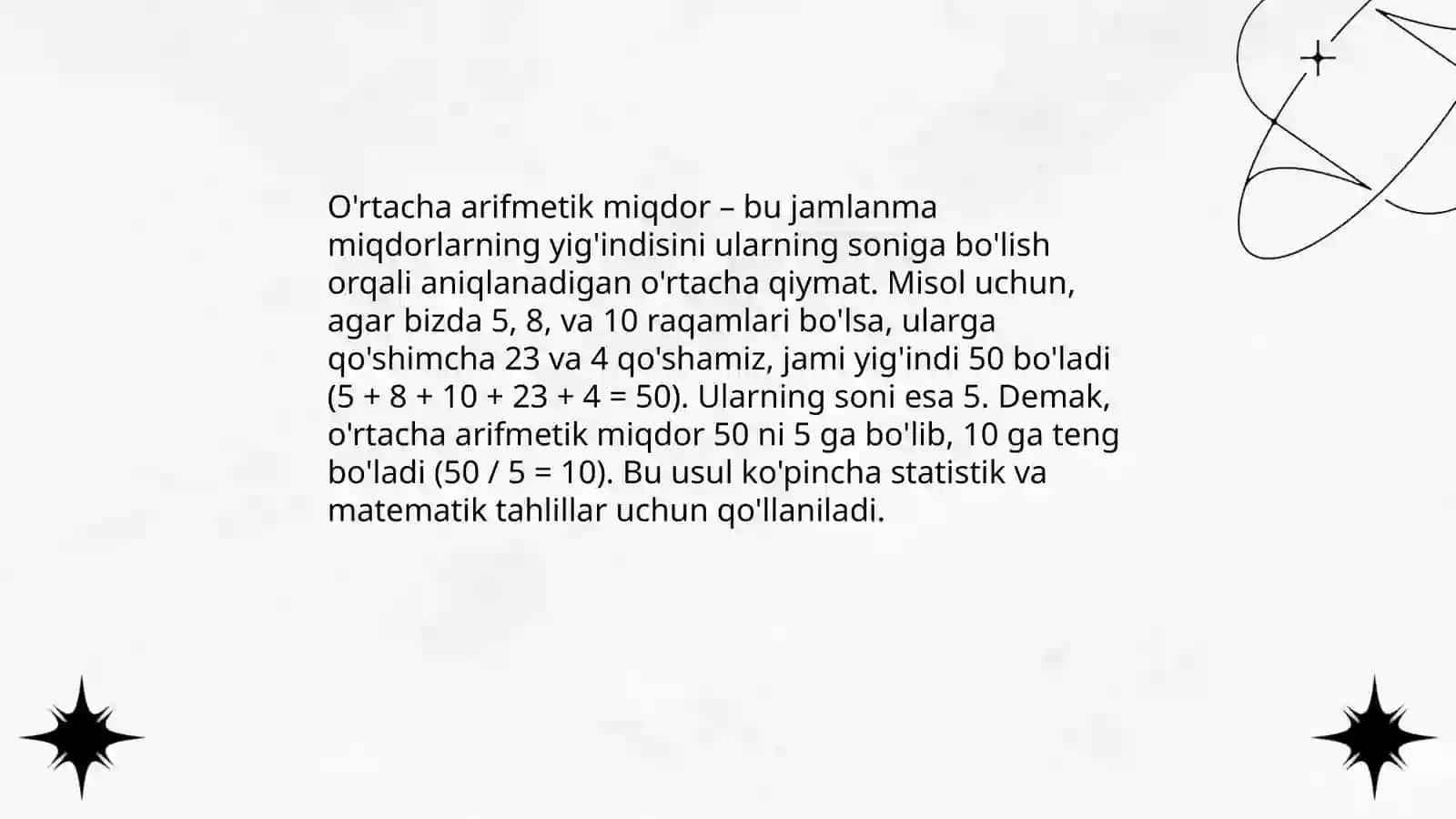O'rtacha miqdorlar, mohiyati, ahamiyati va tasnifi Xovajon 4