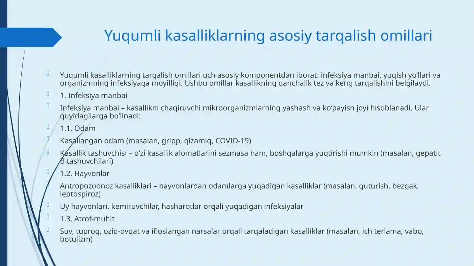 Yuqumli kasalliklarning tarqalish omillari 4