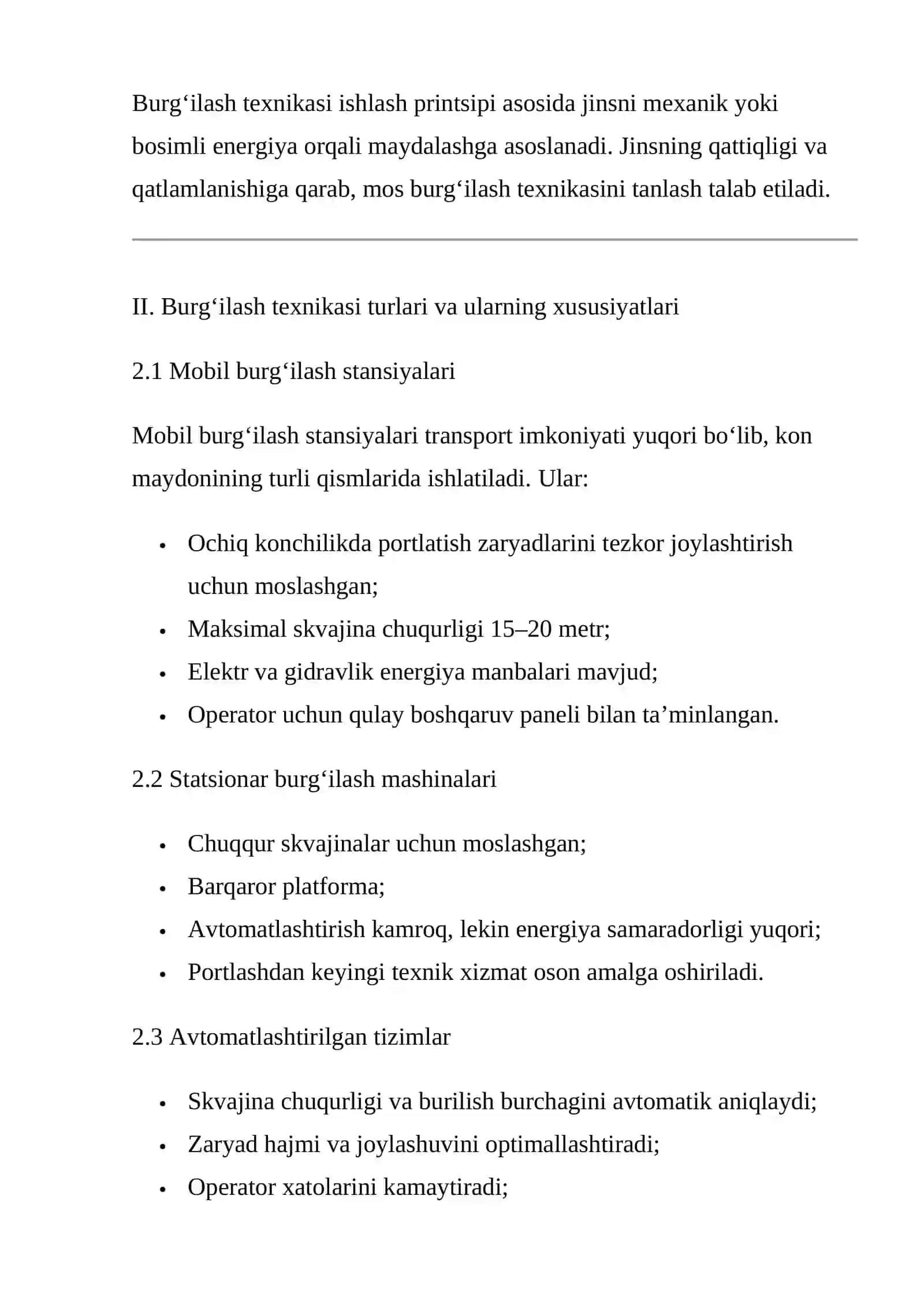Burg'ilash texnikasi tavsifi va qo‘llanilishi 4