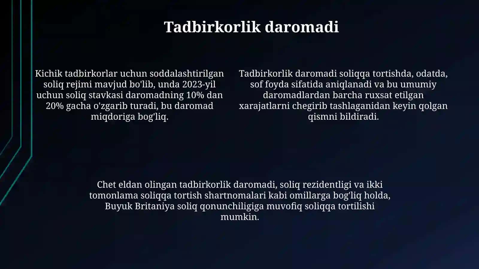 Buyuk Britaniyada soliqqa tortiladigan daromad kategoriyalari 4