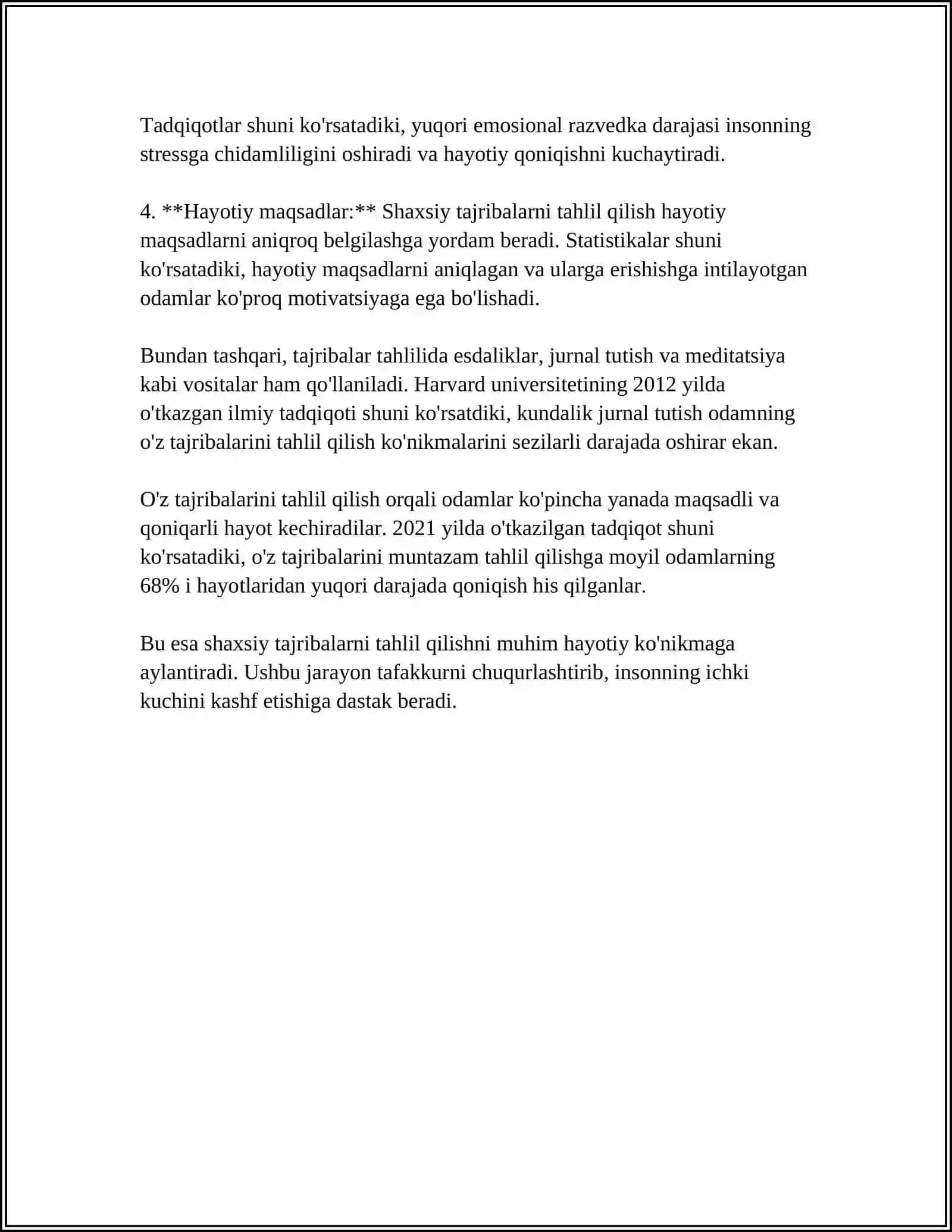 "KUNDALIK HAYOT TARIXI" YONDASHUVI ASOSIDA TADQIQOT OʻTKAZISH 4