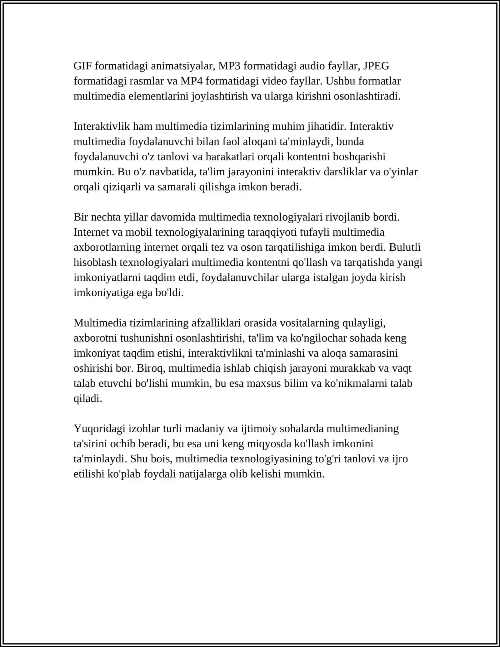 MULTIMEDIANING ASOSIY TUSHUNCHASI 4