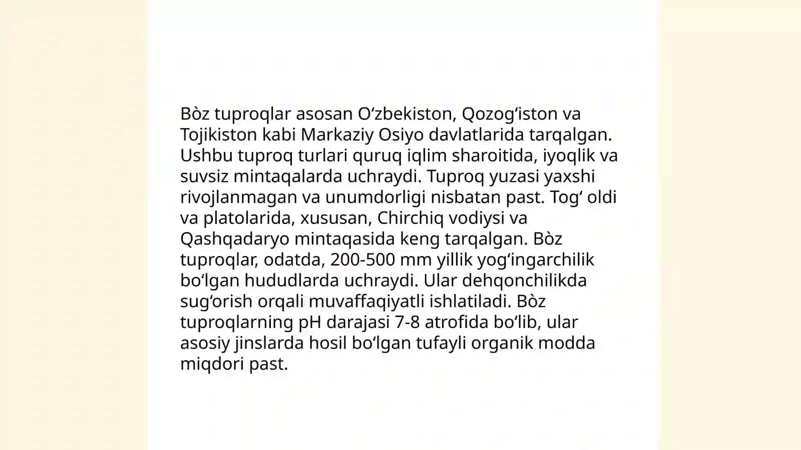 Bòz tuproqlar mintaqasi tiproqlari 4