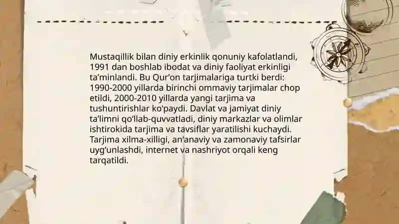 Mustaqillik yillarida Qur'onning o'zbek tiliga tarjima qilinishi va tavsirlari 4