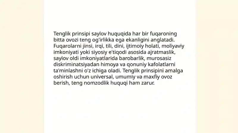 Insonning saylov huquqi prinsiplarining umumiy tavsifi 4