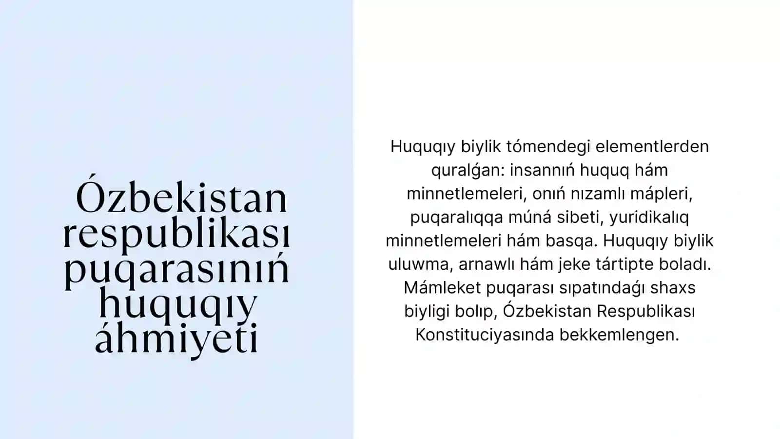 Ózbеkistаn rеspublikаsı puqаrаsınıń huquqıy áhmiyeti 4