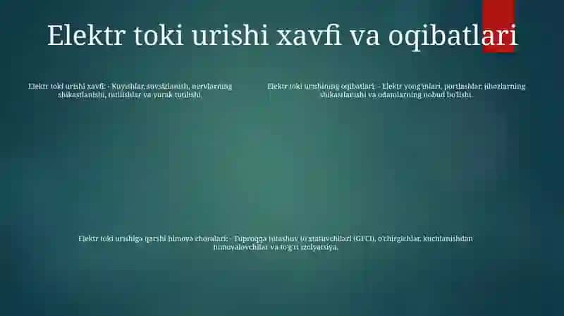 Elektr Toki Zarbasidan Himoya Qiluvchi Vositalar 4