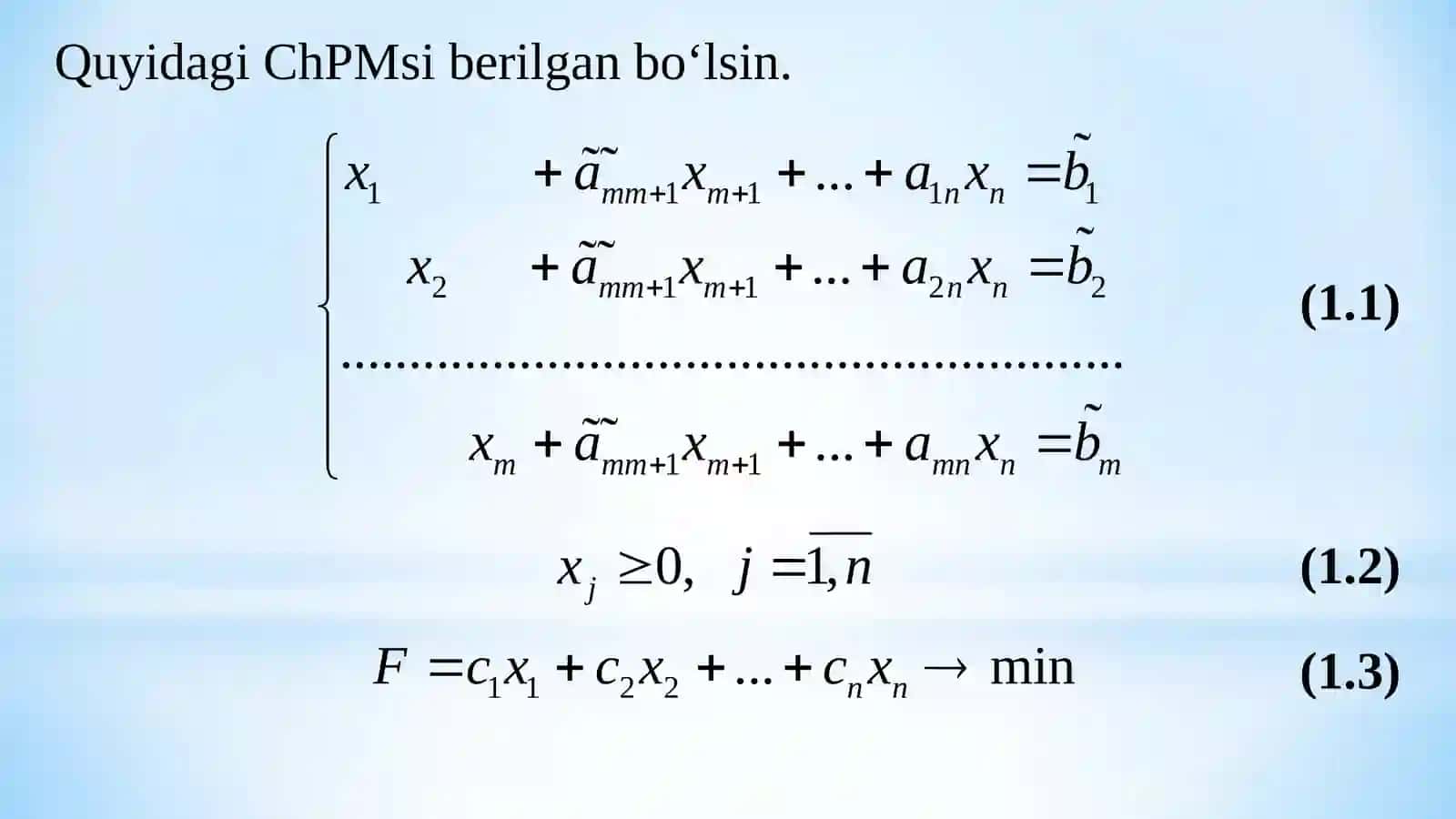 CHIZIQLI PROGRAMMALASHTIRISH MASALASINI SIMPLEKS USULIDA YECHISH 4