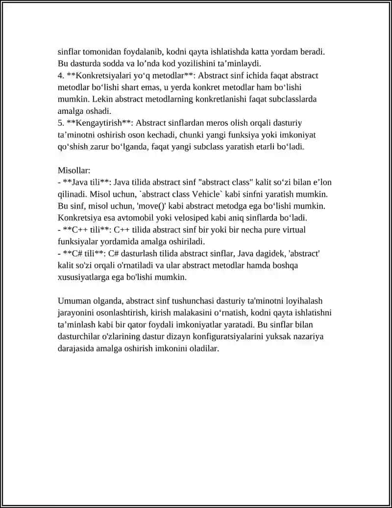 Abstract sinf tushunchasi va uning xususiyatlari 4