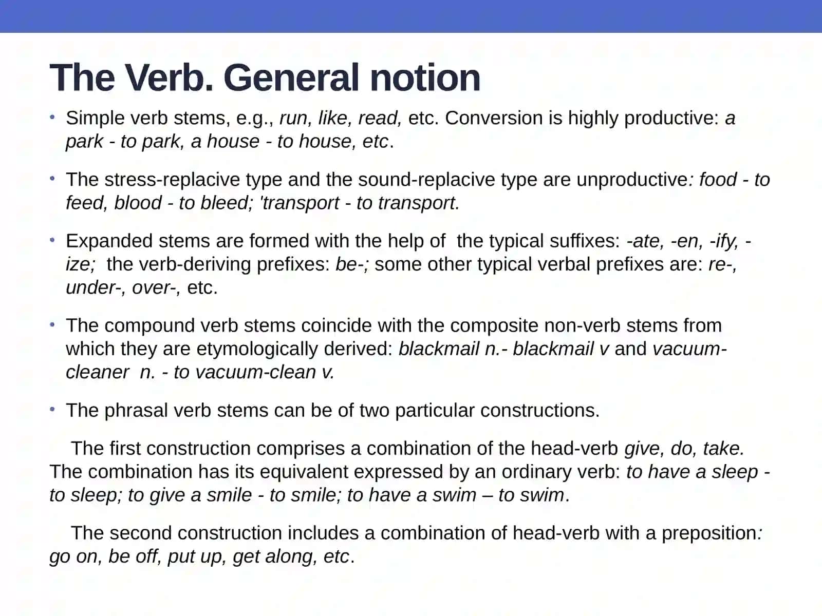 The Verb. General notion 4