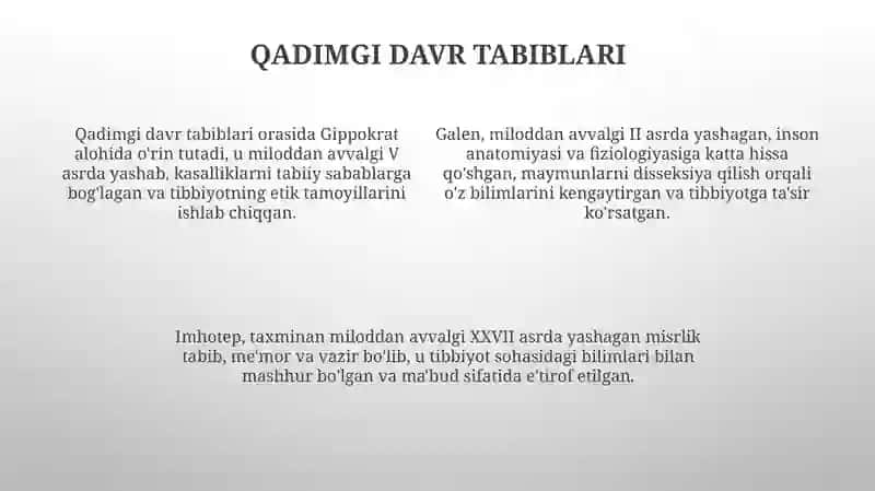 Mavzu:Tibbiyotrivojigaxissaqo'shganolimlar 4
