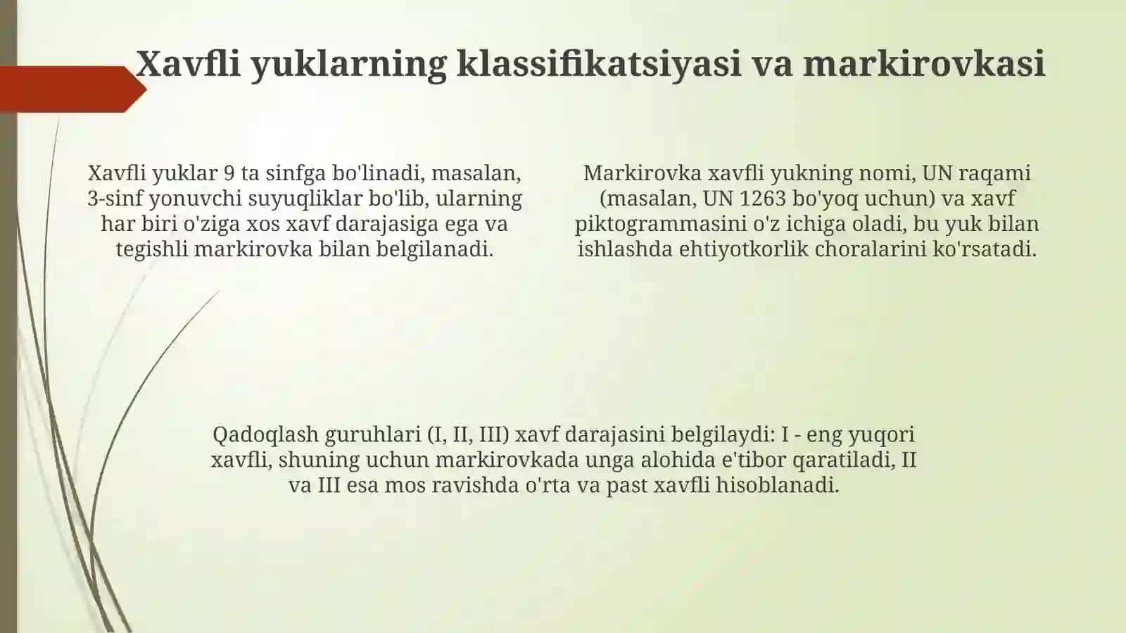 Xavfli yuklarni avtomabil transportida tashish qoidalarini oʻrganish 4