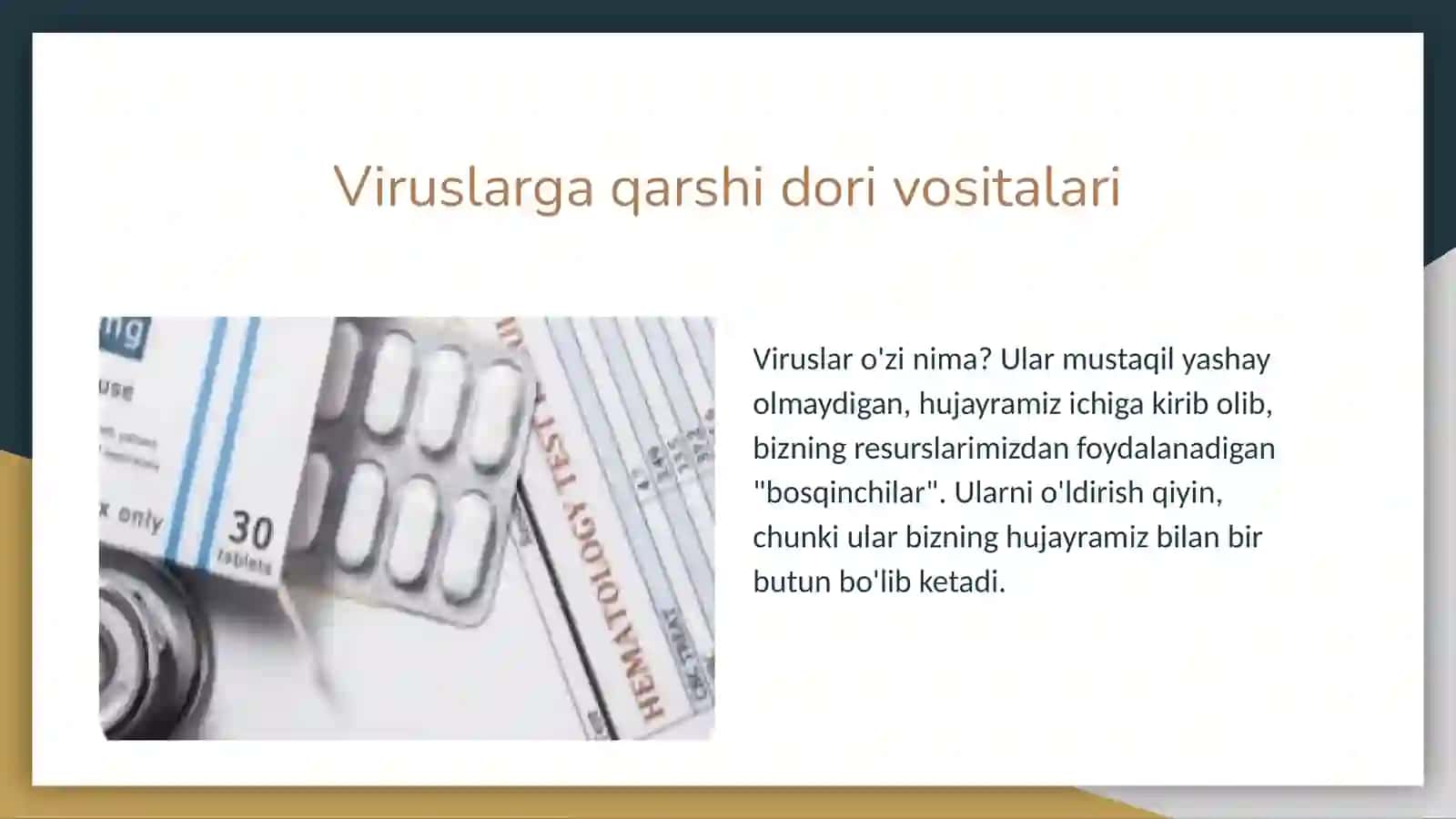 Viruslar va oʻsmalarga qarshi dori vositalarining taʼsir mexanizmi 4