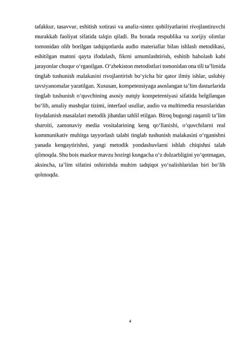 Tinglab tushunish malakasi 4