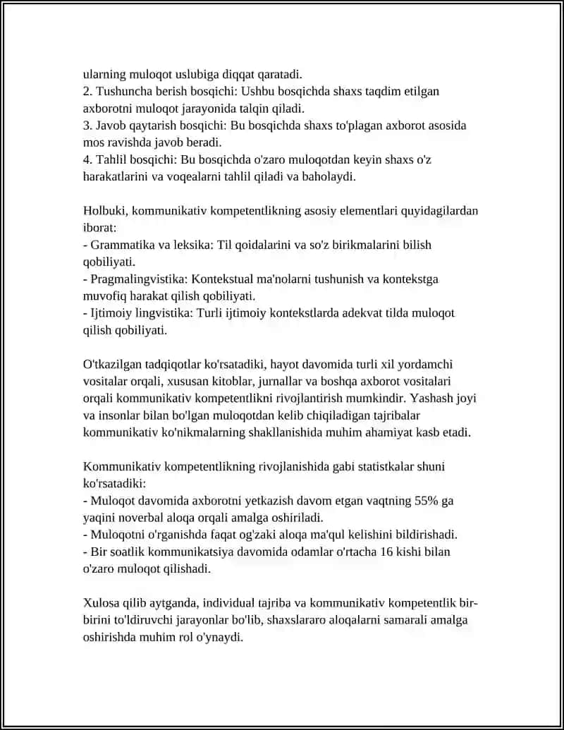 KOMPITENTLIKNI MULOQOT VAQTIDA SHAKLLANISHI INDIVIDUAL TAJRIBAGA ASOSLANISH 4