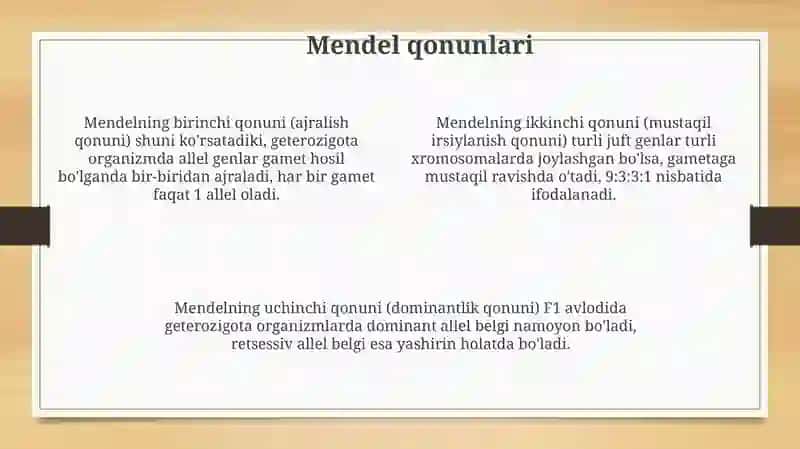 Belgilarning irsiylanish qonuniyatlari.Antimutagenez 4