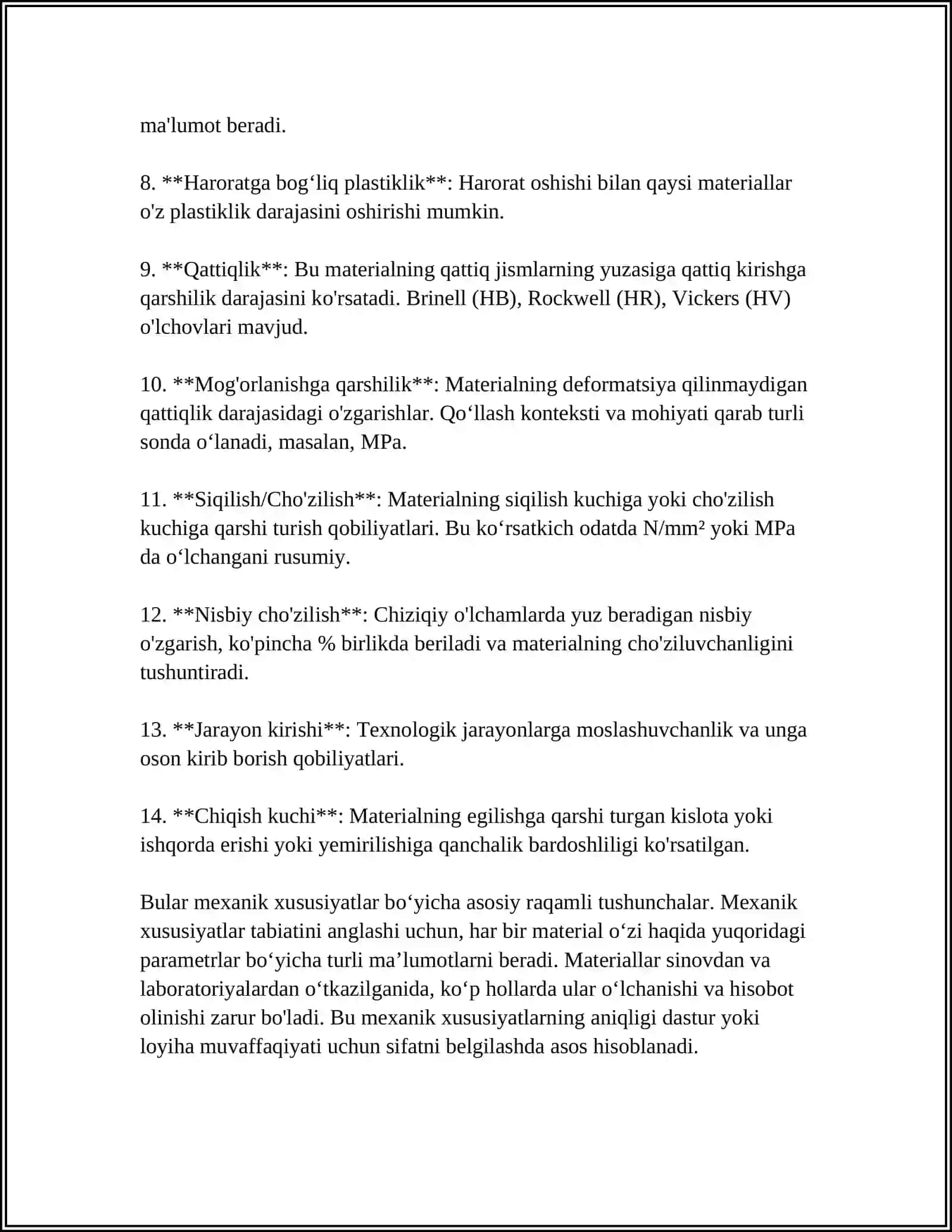 MASHINASOZLIK MATERIALLARGA QOʻYILADIGAN TALABLAR 4