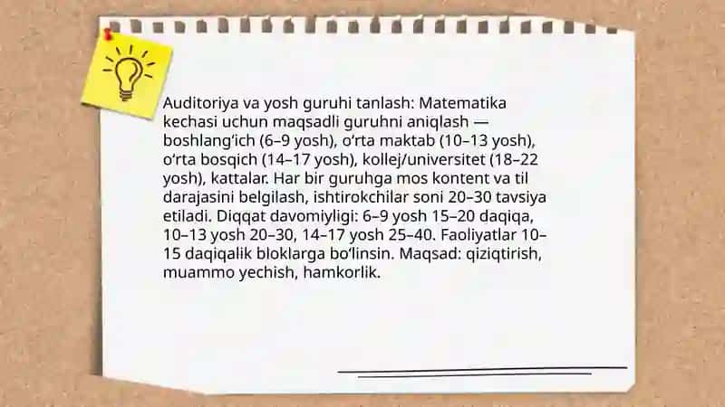 Matematik kecha senariysini tuzish 4