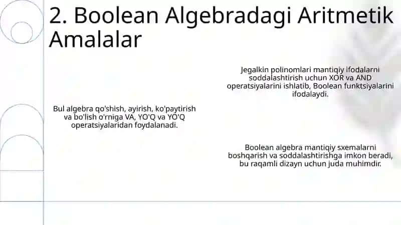 Mantiq algebrasidagi arifmetik amallar 4