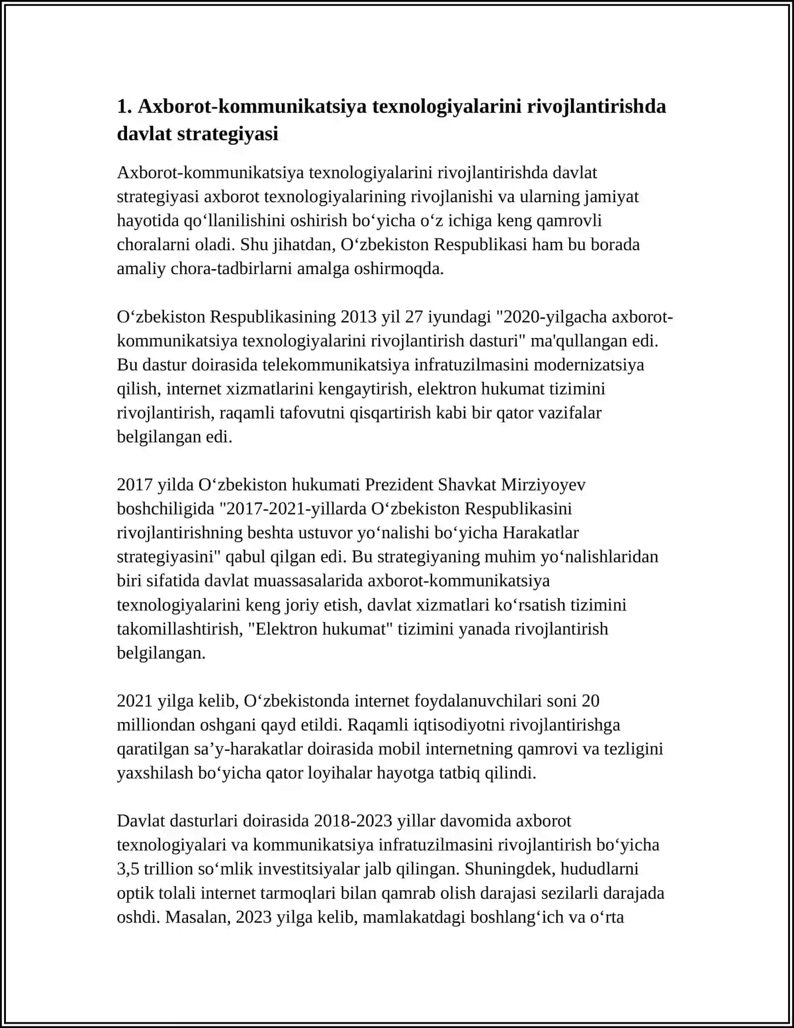ÒZBEKISTONDA AXBAROT KAMUNIKATSIYA SOHASINI RIVOJLANTIRISHDAGI ASOSIY YONALISHLARI AMALDAGI QONUNLAR ÒZBEKISTON RESPUBLIKASI PRIZIDENTI FARMONLARI VA VAZIRLAR MAHKAMASINING QARORI 4