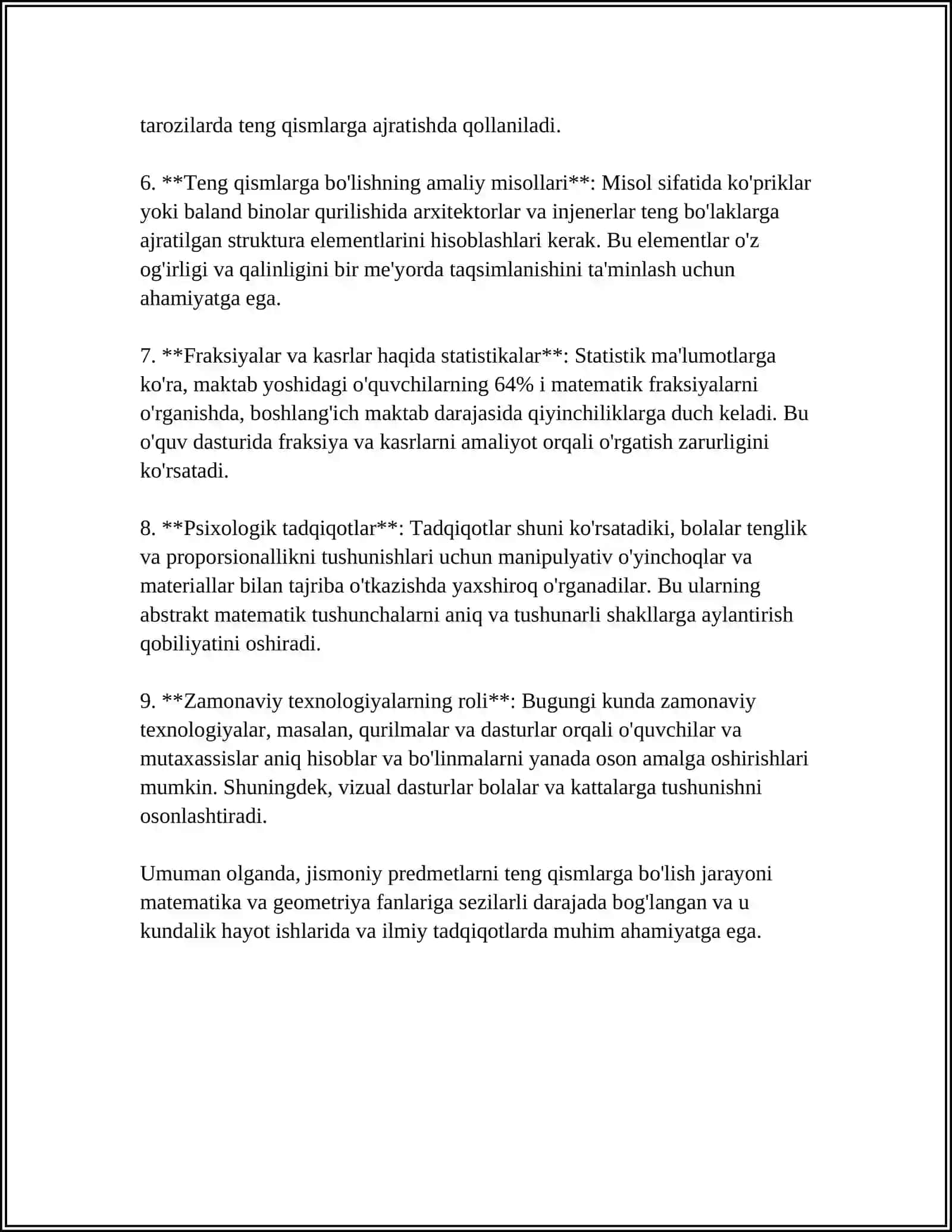 Jismoniy predmetlarni teng qismlarga bo'lish 4