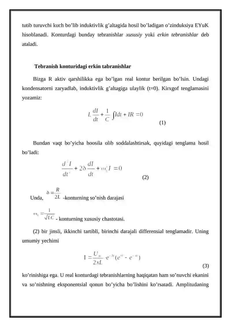 Tebranish konturlari 4