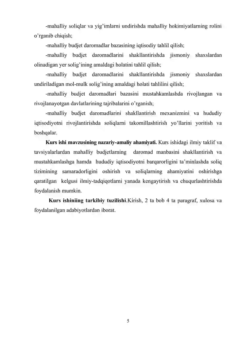MAHALLIY BYUDJETLAR DAROMADLARINING SHAKLLANISHIDA UMUMDAVLAT SOLIQLARINING O'RNI VA AHAMIYATI 4