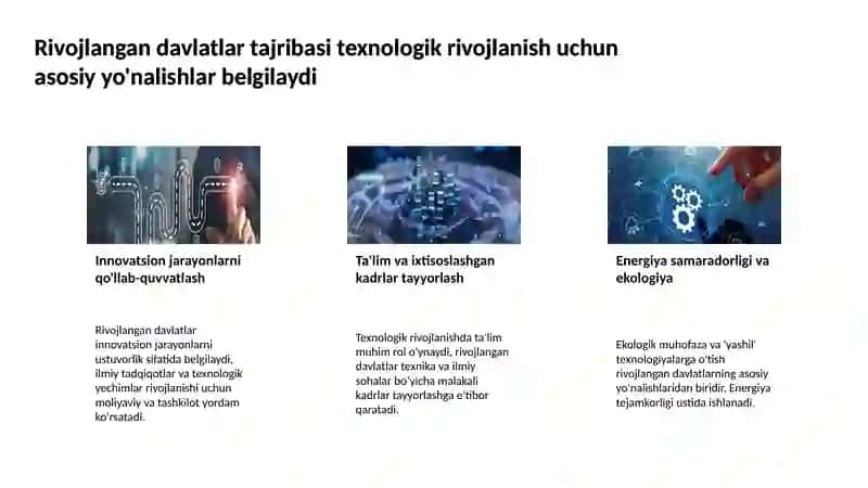 Shveysariya innovatsion iqtisodiyotni rivojlantirishda yetakchi davlatlar tajribasini qo'llaydi 4