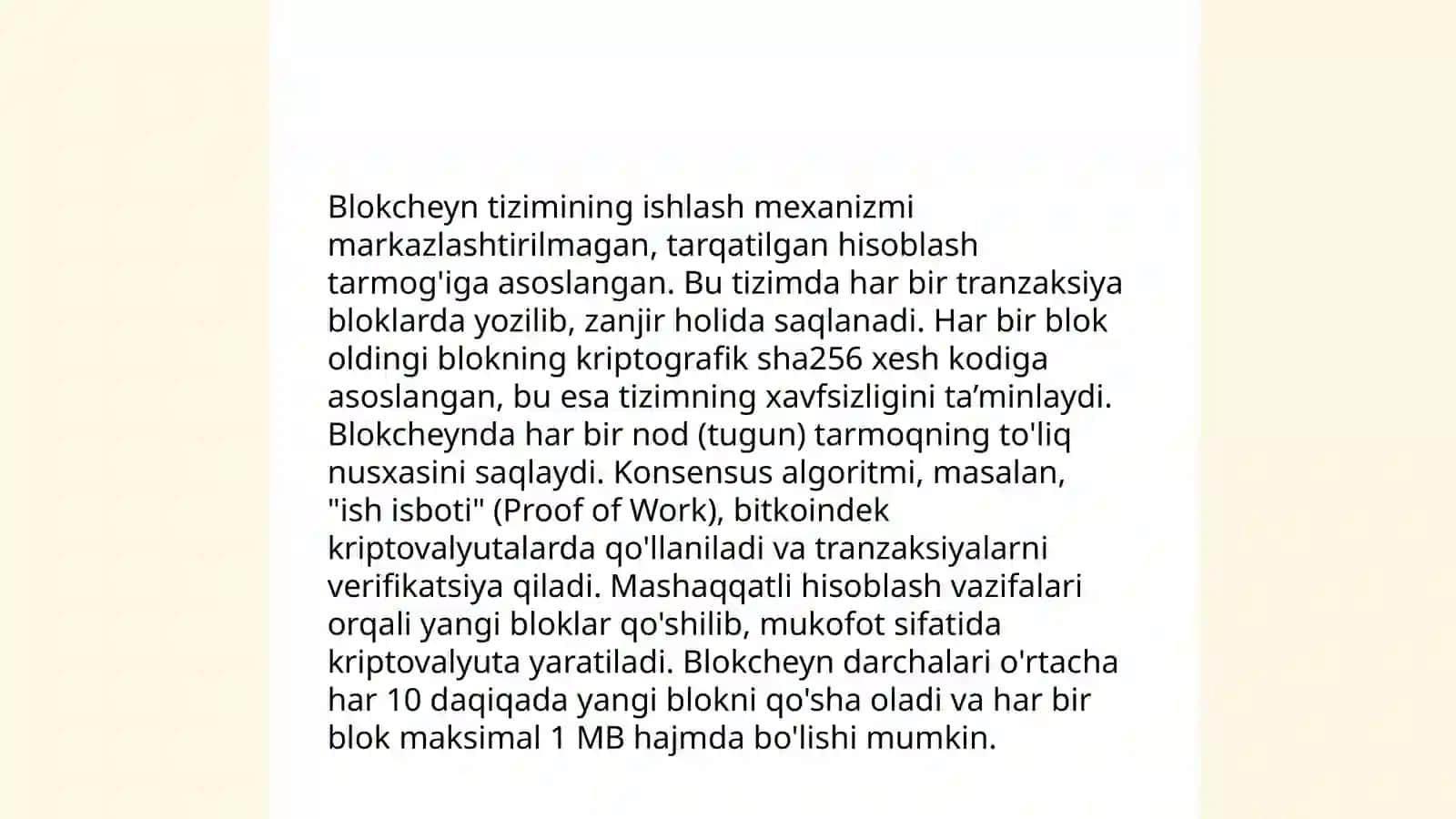 Blokcheyn tehnologiyasi va undan foydalanish yoʻllari 4