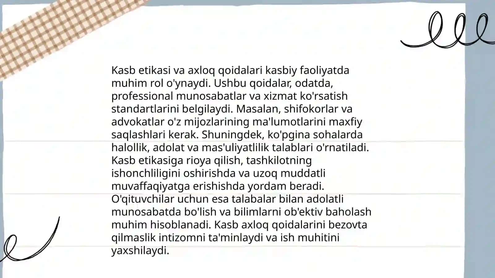 Kasbiy ma'naviyat fanining predmeti, maqsad va vazifalari 4
