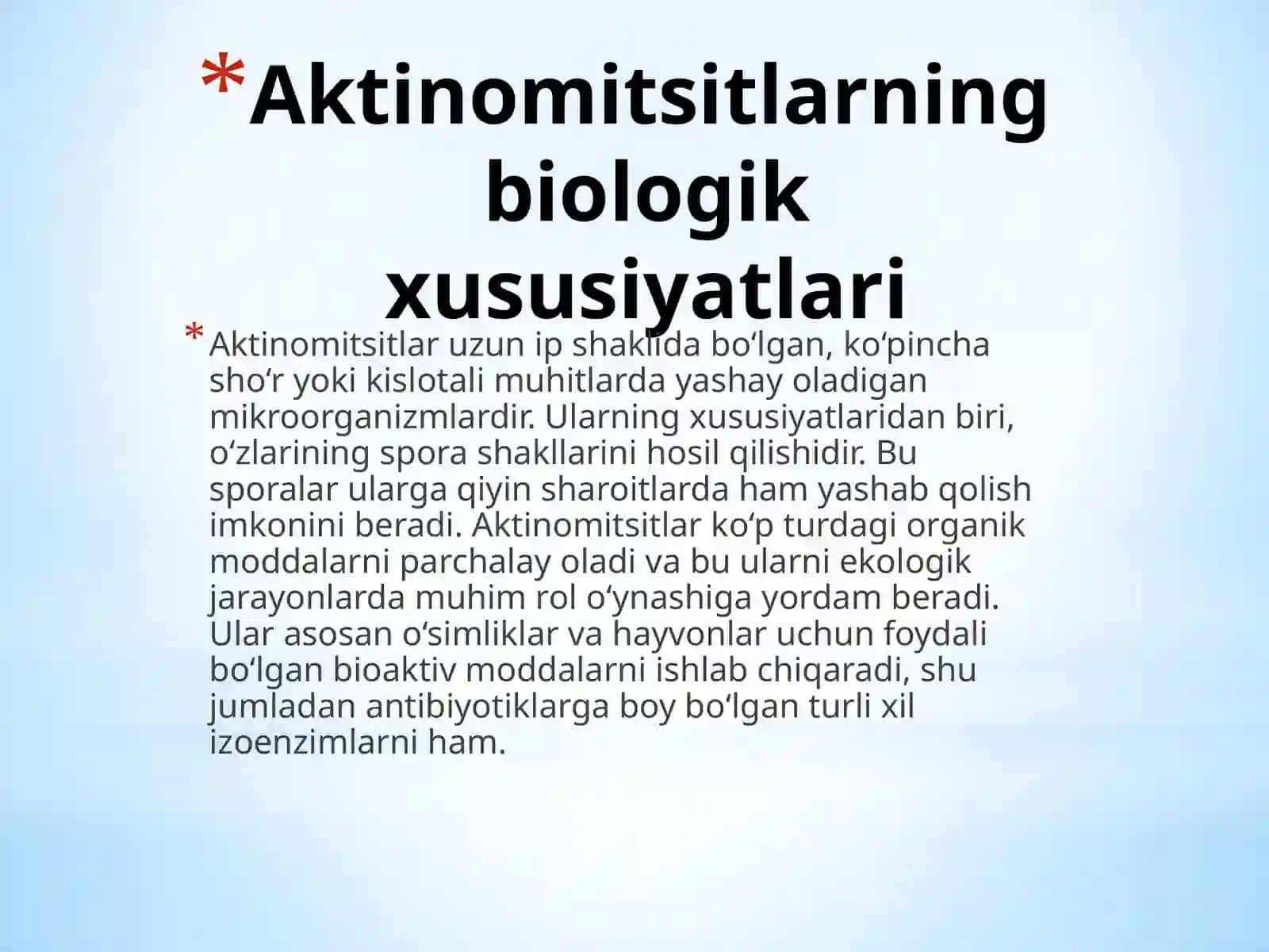 Aktinomitsitning sanoat va qishloq xo'jaligidagi ahamiyati 4