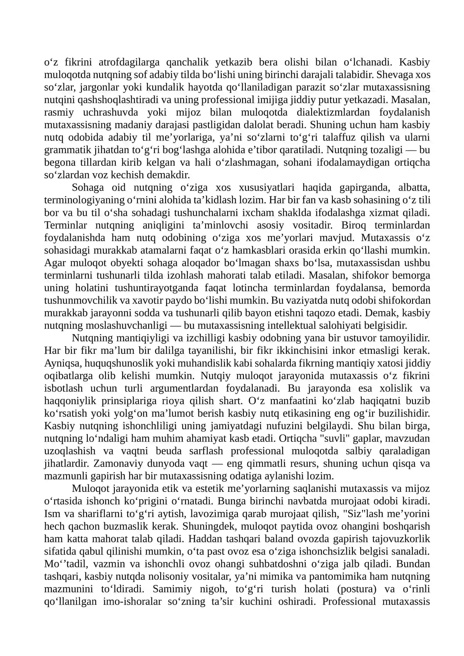 KASBIY NUTQ ODOBI SOHAGA OID NUTQNING OʻZIGA XOSLIKLARI 4