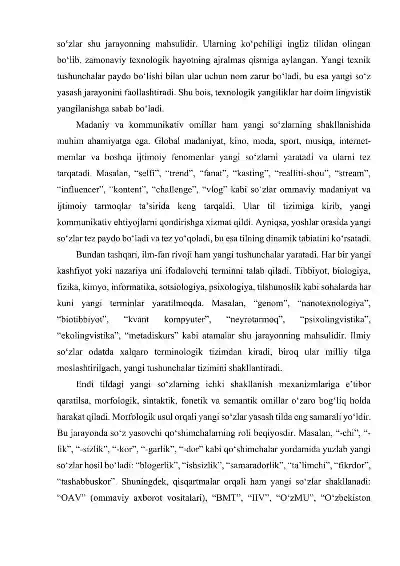 Yangi so‘zlar, tsuhunchalar, abstrak tushunchalar, atoqli otlar, atamalar grammatik toifalar uchun yangi ishoralarning shakllanishi 4