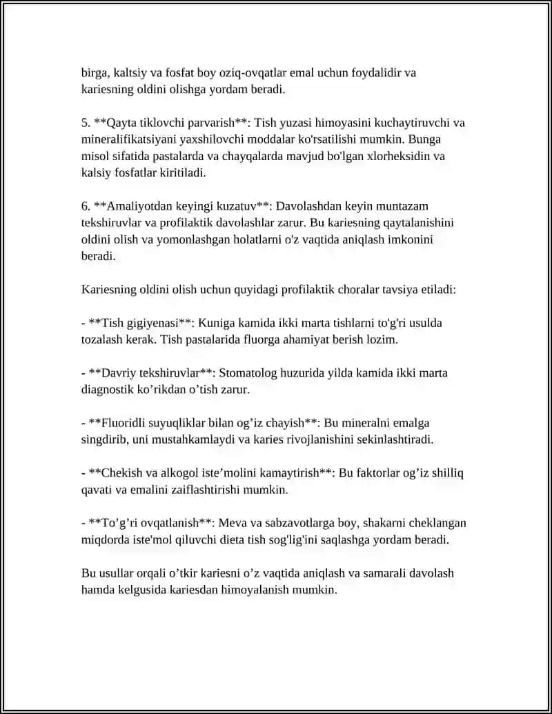 O'tkir karies bosqichini diagnostikasi va davolash usullari 4