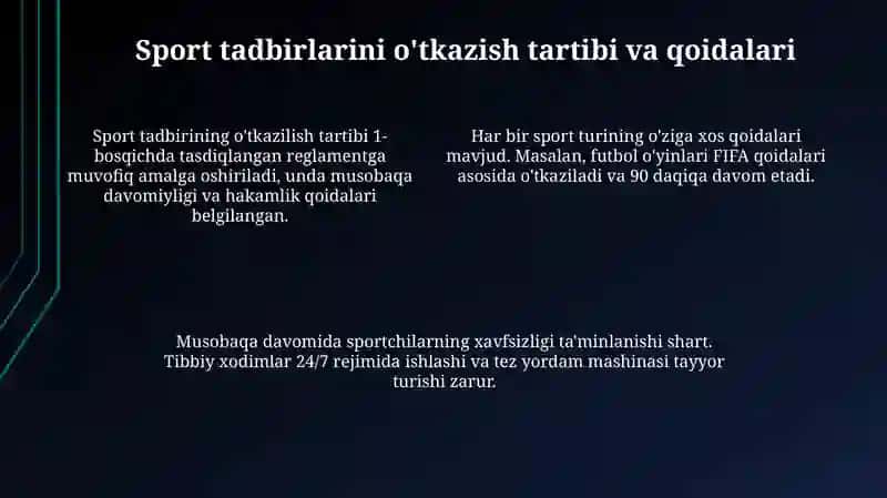 Sport tadbirlari tashkil etish asoslari 4