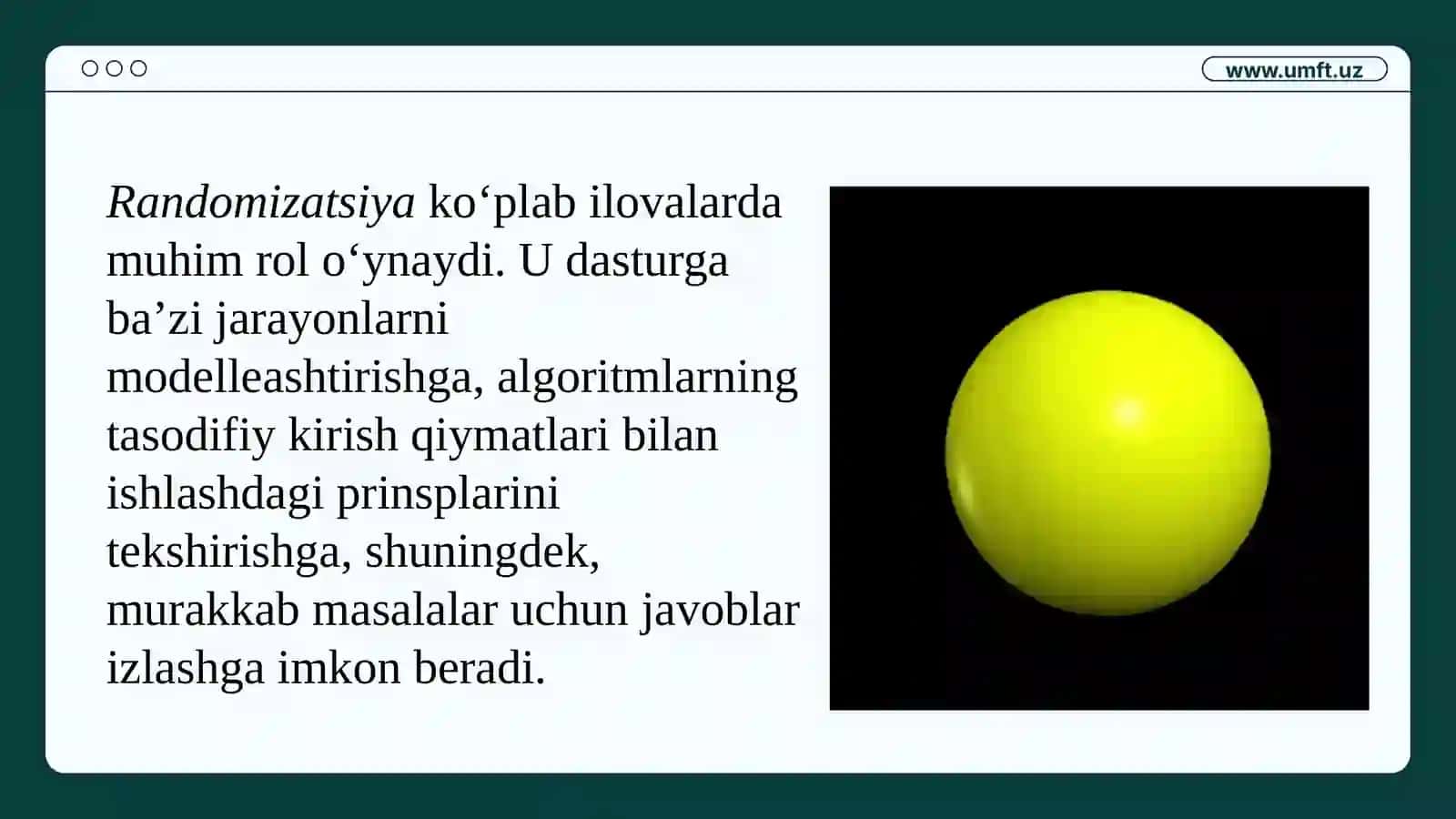 Algoritmlarning qiymatlar qabul qilish sohalarini loyihalashtirish 4