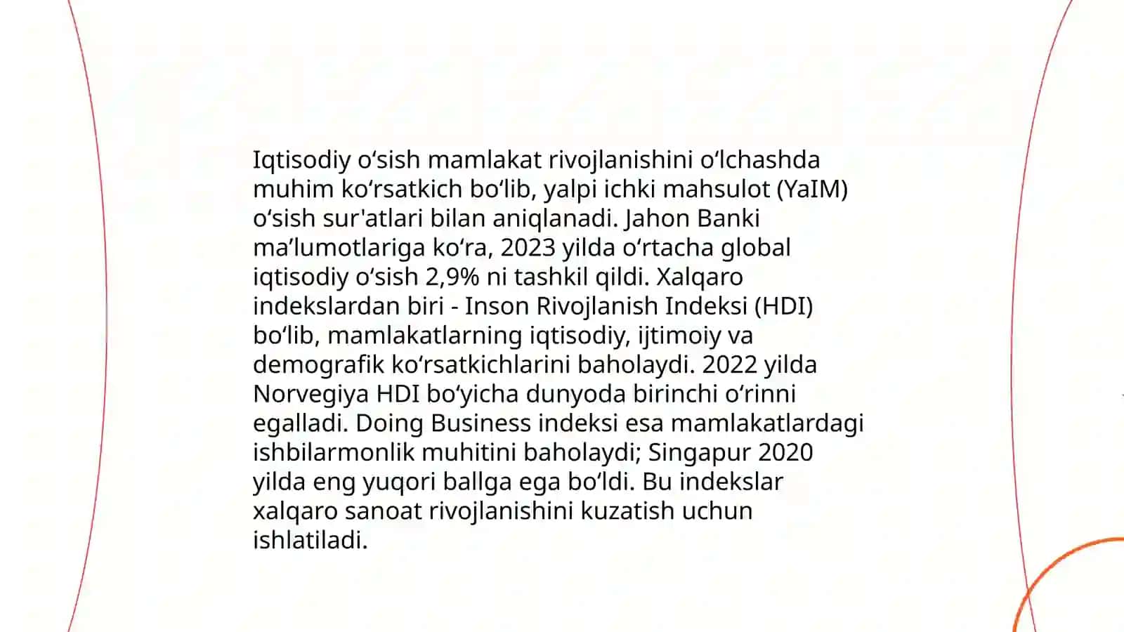 Yangi Oʻzbekiston ijtimoiy-siyosiy iqtisodiy va madaniy hayotida roʻy berayotgan oʻzgarishlarning xalqaro reyting va indekslarda aks etishi 4